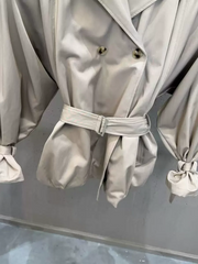 Belted Hooded Double Windbreaker Coat