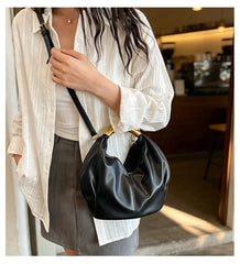 Metal Handle Soft PU Dumpling Shoulder Bag