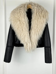 Faux Fur Collar Moto Jacket