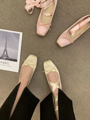 Floral Square Toe Flats