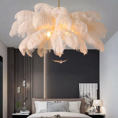 LED Ostrich Bird Feather Chandelier For Living Room