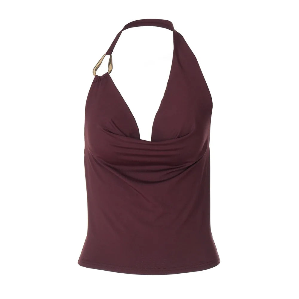 Red Wine halter top on a white background