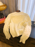 White Knitwear Jumper O-Neck Long Sleeve Knitted Pullover