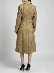 Pearl button tweed double breasted coat back view