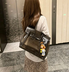 Crocodile Embossed Jelly Transparent Tote Bag