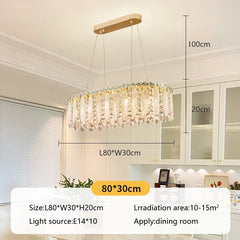Modern crystal LED pendant light with touch switch.