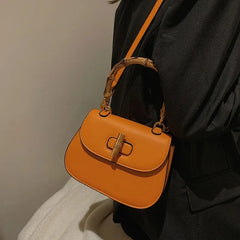 Bamboo Handle Saddle Crossbody Bag