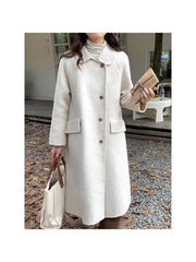 Doll Collar Single Breasted Long Wool Coats