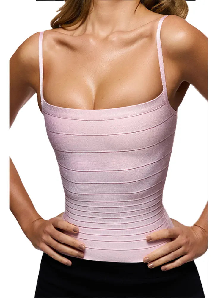 Light purple tank top worn by a person on a white background