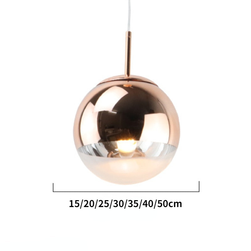 Electroplated Glass Ball Pendant Gold/Silver/Rose Hanging Lamp