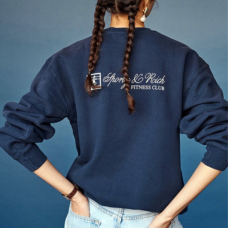 Loose Cotton Thick Pullover For Women Vintage Style Sweatshirt