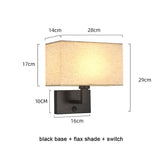 Wall Light Sconces with Rectangle White Yellow Fabric Shade