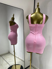 Solid Halter Strap Bandage Mini Dress