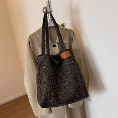 Leopard Pattern Vintage Canvas Shoulder Bag