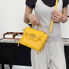 Structured Top Handle Short Gold Hardware Bag