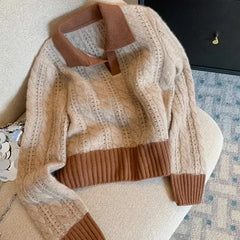 Brown slouchy knitwear jumper for a relaxed look.