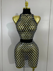 Sparkling mesh mini dress on mannequin