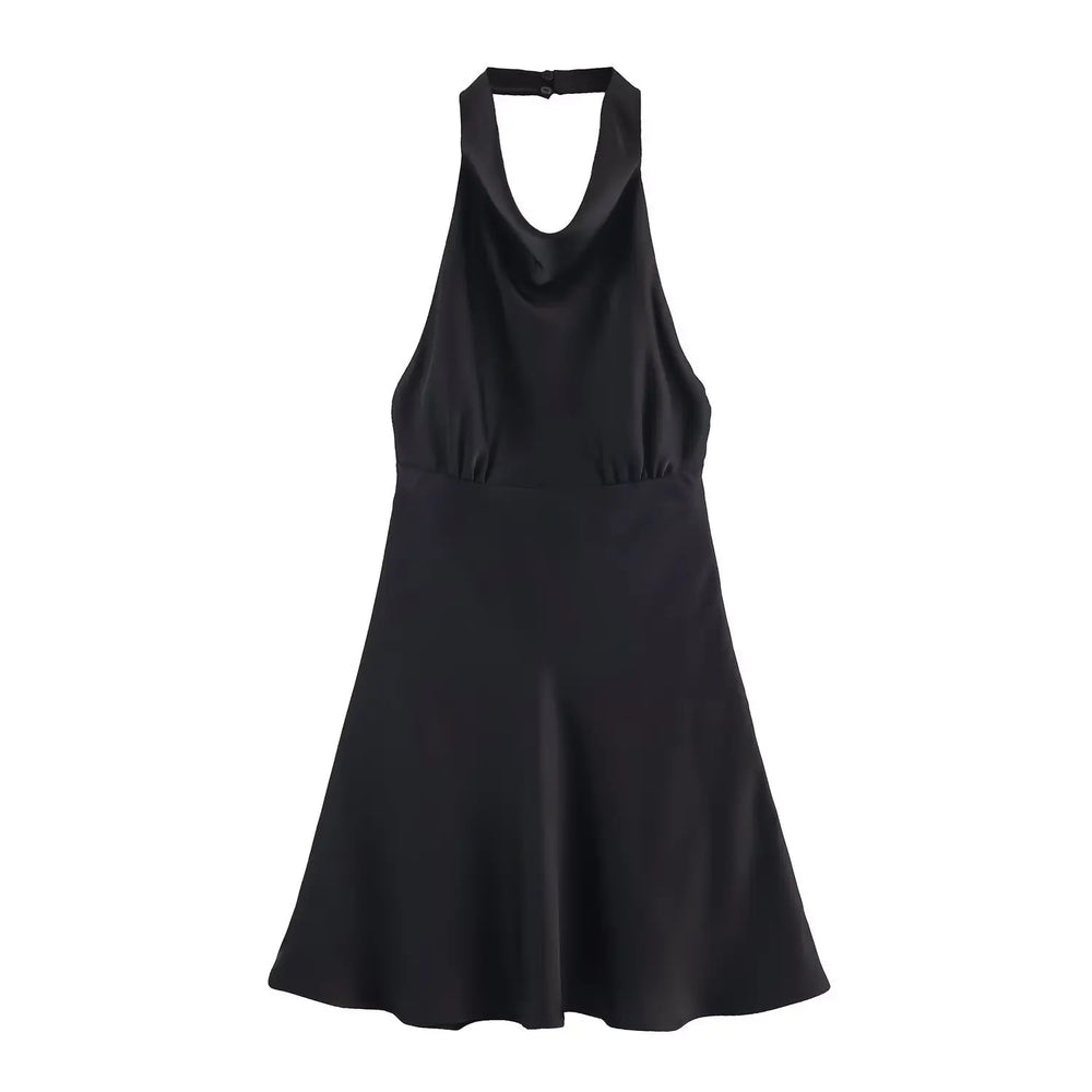 Black sleeveless dress on a white background