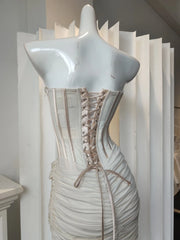 Strapless Corset Draped Wasit Mini Dress