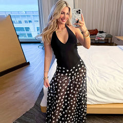 Polka Dot V-Neck Sleeveless Maxi Dress