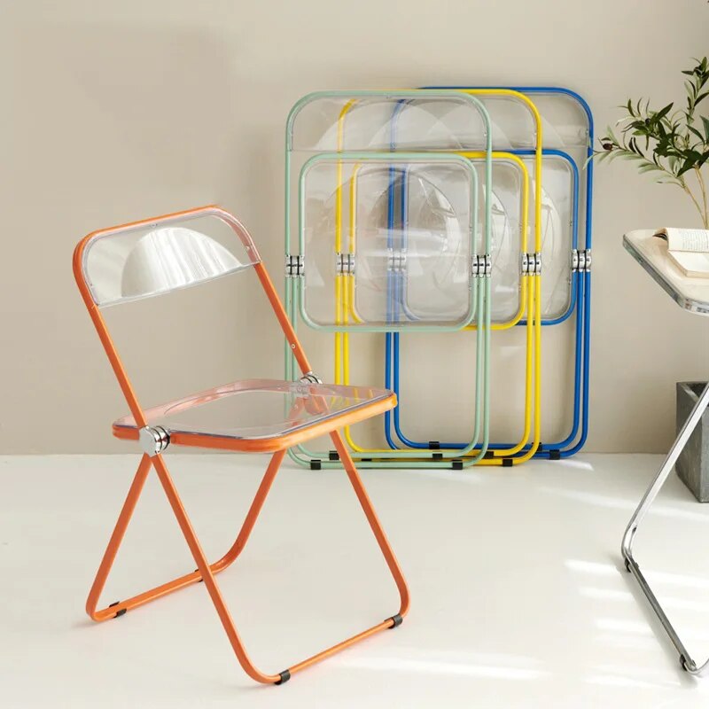 Outdoor Transparent Folding Chair Backrest Makeup Chair