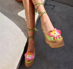 Lace Up Wedge Sandals