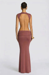 Cutout High Neck Maxi Dress