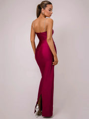 Glitter Spaghetti Strap Open Back Maxi Dress For Women