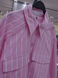 Stripe Pattern Long Sleeve Women's Shirts Crop Tops