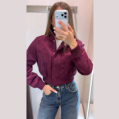 Stand Collar Ribbed Bomber Jacket