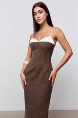 Contrast Strap Plaid Maxi Dress