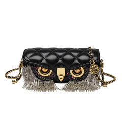 Quilted Chain Owl Shoulder Bag