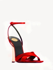 Wedge Gold Heel Ankle Strap Sandal
