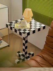 Checkerboard Style Small Sofa Side Table