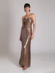 Sequin Strappy Backless Maxi Dress