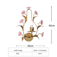 Floral E14 Led Rose Copper Ceramics Chandeliers