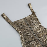 Women's Sleeveless Hollow Knit Lace up Midi Dress