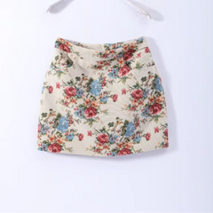 Floral Mandarin Collar Cropped Jacket