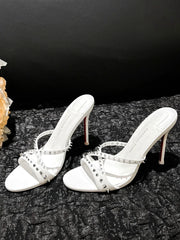 Studded Open Toe Stiletto Heel