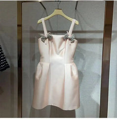 Diamond Bow Square Neck Mini Dress