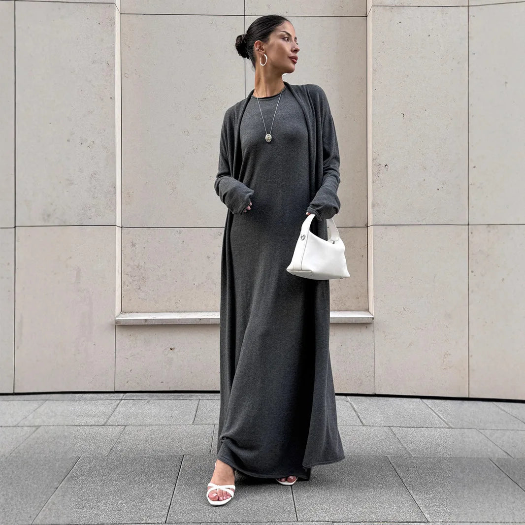 knitted maxi dress and cardigan set ASOS DESIGN knit sleeveless midi dress & cardigan set in stone