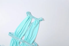 Halter Neck Cutout Sequin Patchwork Maxi Dress