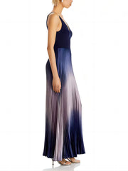  Women's long dress with a patchwork design and ombre effect.