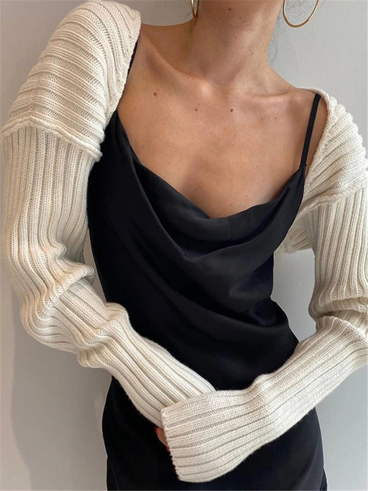 Sweater Shrugs Full Lantern Sleeve Cropped Knitwear