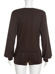Draped Cowl Neck Top and Shorts Set