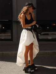 Asymmetric Midi Skirt with Voluminous Hem