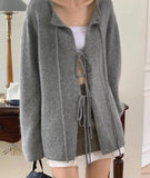 Hollow-out O-neck Knitted Sweater Cardigan