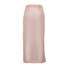 Sheer Pleated Slit Midi Skirt