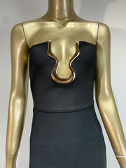 Strapless Gold Detail Maxi Dress