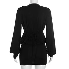 Black Multi Way Cross Strap V-Neck Mini Dress